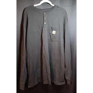 Carhartt Shirt Mens Adult 2XL Black Henley Outdoors Casual Cotton Pocket Logo
